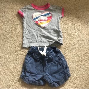 Baby girl Roots shirt and shorts size small (3-6M)